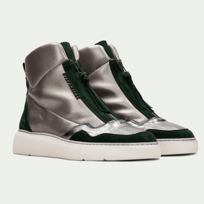 Womens Hispanitas 243654 Silver Zip Front Ankle Boots - Oceania