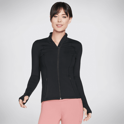 Womens Skechers Ladies Zip Up Mesh Jacket - Black
