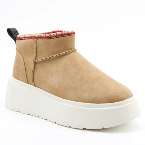 Womens Heavenly Feet Arlo Sand Lined Flatform Booties - Sand