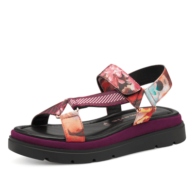 Womens Tamaris 28703 Dark Pink Multi Sporty Strap Sandals - Dark Pink