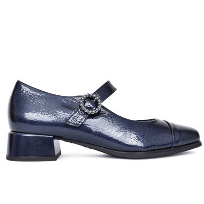 Womens Pitillos 10111 Navy Patent Block Heel Mary-Jane Shoes - Navy Patent