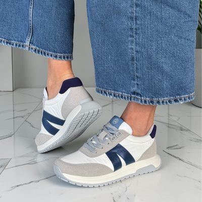 Womens Ara Malibu Lace Up Sporty Trainers - White and Grey