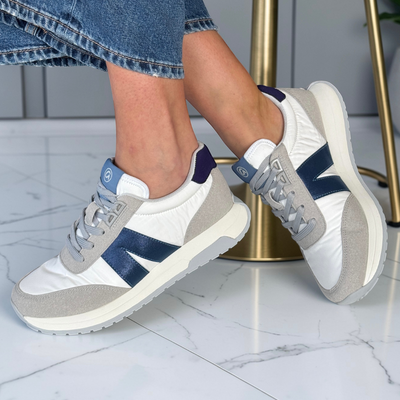 Womens Ara Malibu Lace Up Sporty Trainers - White and Grey