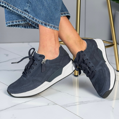 Womens Rolling Soft 86.958 Suede Side Zip Trainers - Navy