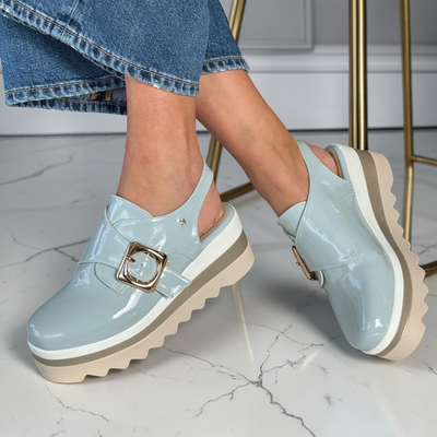 Womens Kate Appleby Balscote Patent Platform Slingback Shoes - Baby Blue