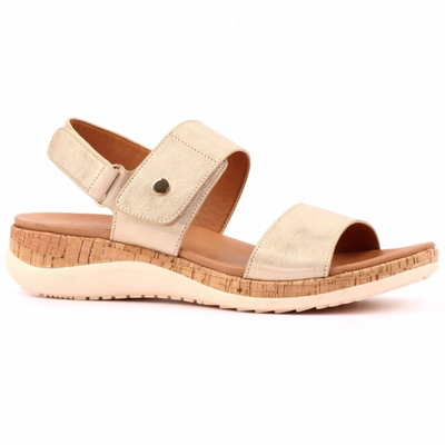 Lunar Riley Velcro Strap Sandals - Gold