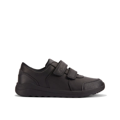 Boys Clarks Daze Step 2 Kid Black School Shoes - Black