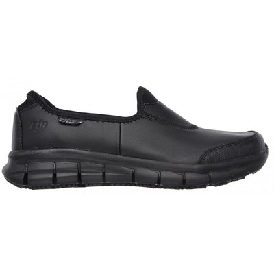 Womens Skechers Ladies Sure Track Black Slip On Shoes - Black