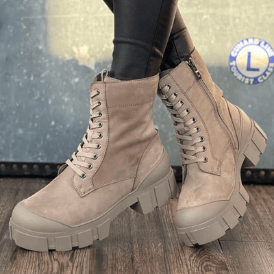 Womens Caprice 25211 Chunky Lace Up Boots - Mud
