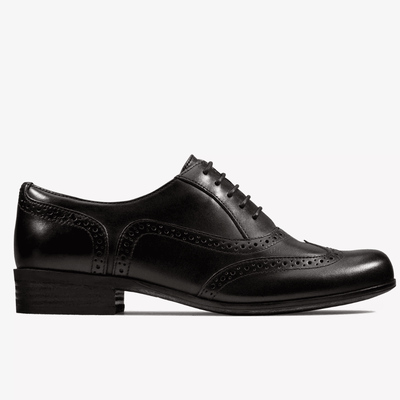 Girls Clarks Hamble Oak Black Leather Shoes - Black Leather