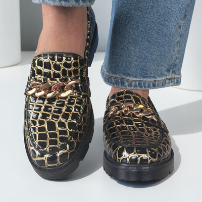 Womens Zanni & Co Chain Detail Daqia Loafers - Bling Ring