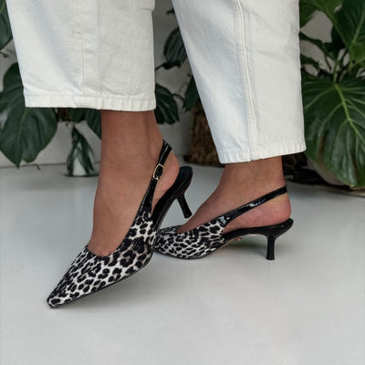 Womens Una Healy Bird Hunter Diamante Pointed Toe Slingback Heel - Cheetaby Spark
