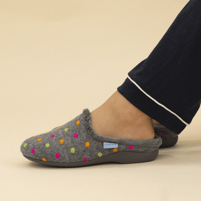 Womens Lunar Peanut Spot Mule Slippers - Grey