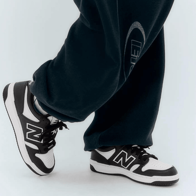 Womens New Balance 480 White & Black Trainers - White