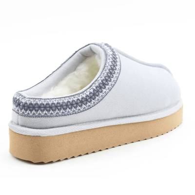 Womens Heavenly Feet Ice Fur Lined Mule Slipper - Grey Blue