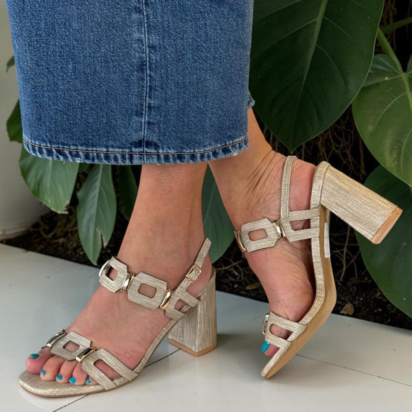 Womens Redz 31589 Heeled Sandals - Gold