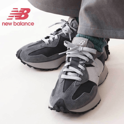 Mens New Balance 327 Mesh Trainers - Castlerock with Magnet-Light and Dark Grey