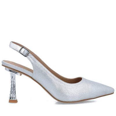 Womens Menbur 23350 White Silver Slingback - Silver