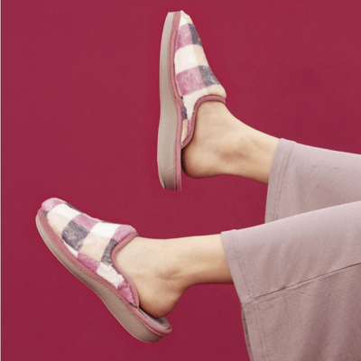 Womens Lunar Yasmina Check Mule Slippers - Pink
