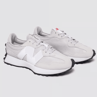 New Balance Womens 327 Mesh Trainers - Grey with White-Raincloud with White