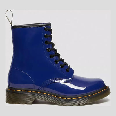Unisex Dr. Martens 1460 Patent Lamper Atom Blue Leather Ankle Boots - Atom Blue
