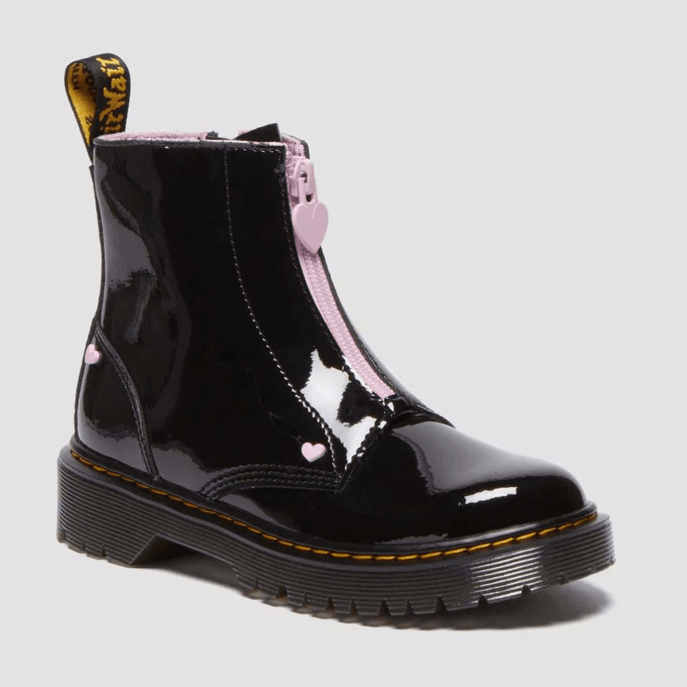 Dr Martens Heart Patent Zip Front Boots | Millars Shoe Store | Dr