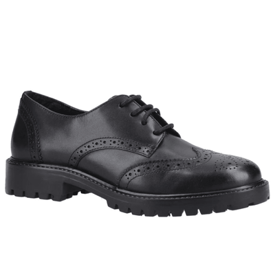 Hush Puppies Athena Senior Girls Brogue School Shoe - Black Leather