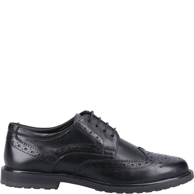 Girls Hush Puppies Verity Brogue Black School Shoes - Black
