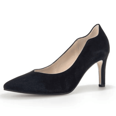 Womens Gabor 31.381 Scallop Edge Court Heels - Black