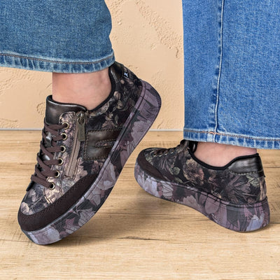 Womens Rieker M7711 Brown Floral Trainers - Brown