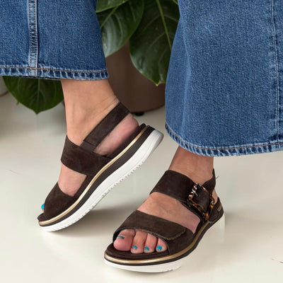 Womens Remonte D1J62 Brown Wedge Sandal - Brown