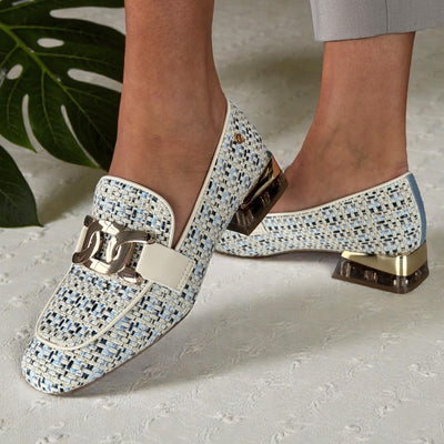 Womens Zanni & Co Laocai Perspex Heel Loafers - Blue Tweed