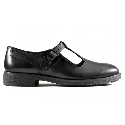 Girls Clarks Griffin Town Black Leather T-Bar Shoes - Black Leather