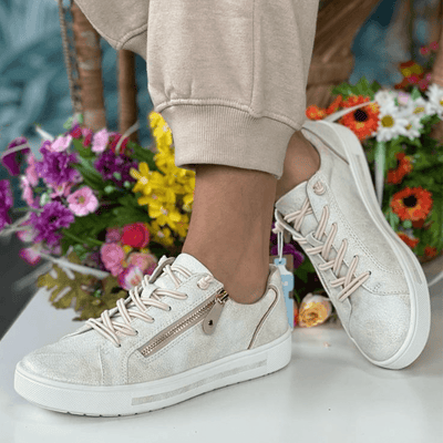 Womens Jana 23660 Cloudy Gold Elasticated Lace Trainers - Cloudy Gold