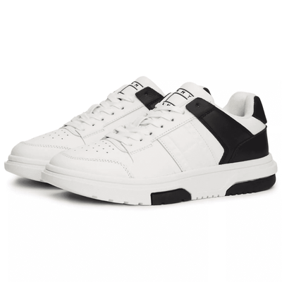Womens Tommy Hilfiger The Brooklyn Mixed Texture Trainers - White and Black