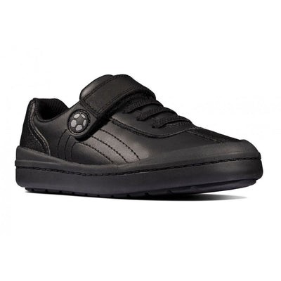 Infant Clarks Rock Pass Boys Velcro School Shoe - Black Leather - Black