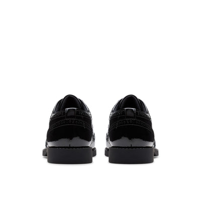 Girls Clarks Tapa Pure Youth School Shoes - Black Patent