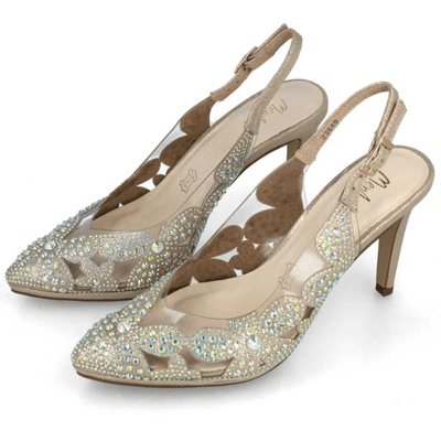 Womens Menbur 23640 Diamante Perspex Heels - Gold