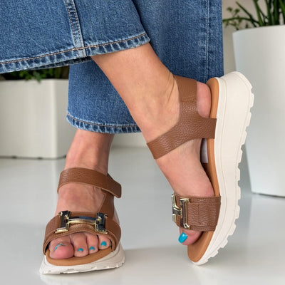 Womens Oh! My Sandals 5953 Wedge Sandals - Tan