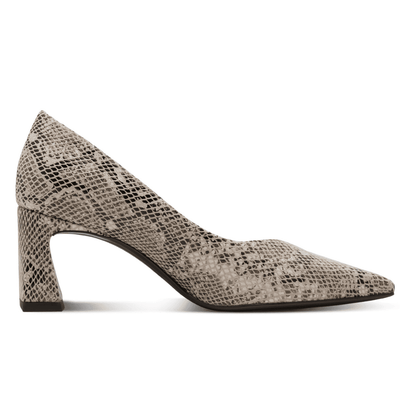 Womens Tamaris 22453 Beige Snake Pointed Toe Block Heels - Beige Gold