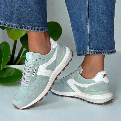 Womens Xti 145065 Suede Sporty Trainers - Aqua