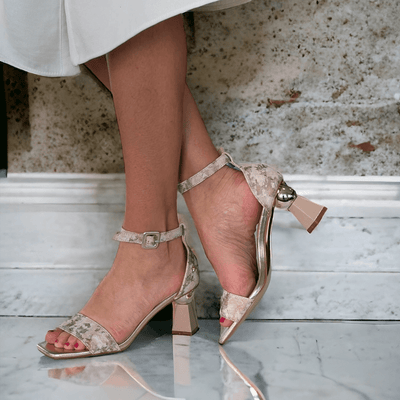 Womens Kate Appleby Whitland Blush Marbled 3D Heel Sandals - Gold Marble