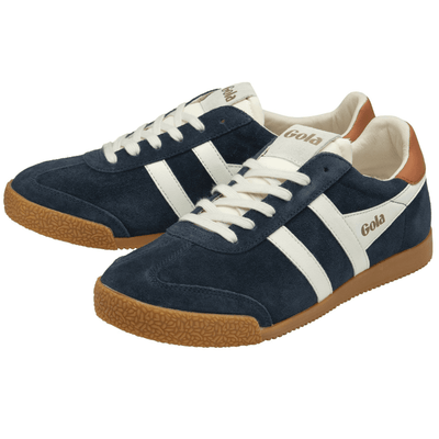 Mens Gola Elan Navy White and Orange Suede Trainers - Navy