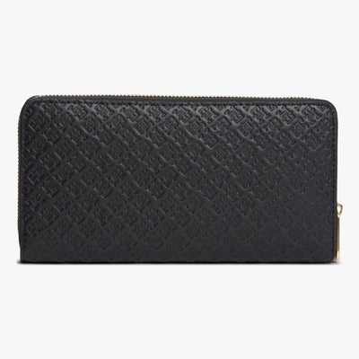 Womens Tommy Hilfiger Icon Debossed Zip Around Purse - Black