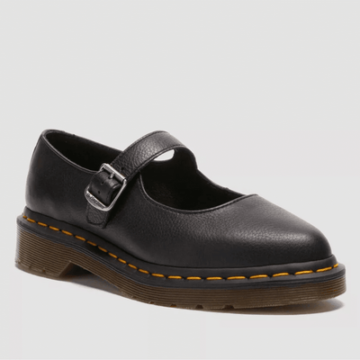 Girls Dr Martens Elphie Virginia Leather Mary Jane Shoes- Black - Black
