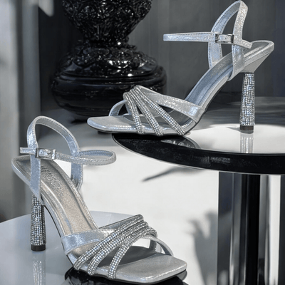 Womens Menbur 25668 Diamante Embellished Heels - Silver