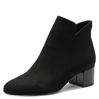 Womens Tamaris 25354 Black Suede Low Block Heel Boots - Black
