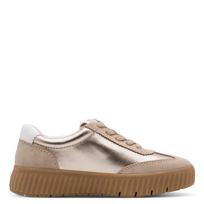 Womens Tamaris Comfort 83729 Light Gold Combination Side Zip Trainers - Light Gold Combination