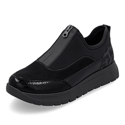 Womens Remonte D2V01 Mix Zip Front Platform Shoes - Soraya-Black