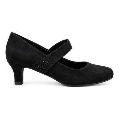 Womens Coco Ritz 1060 Black Micro Suede Court Shoes - Black Micro